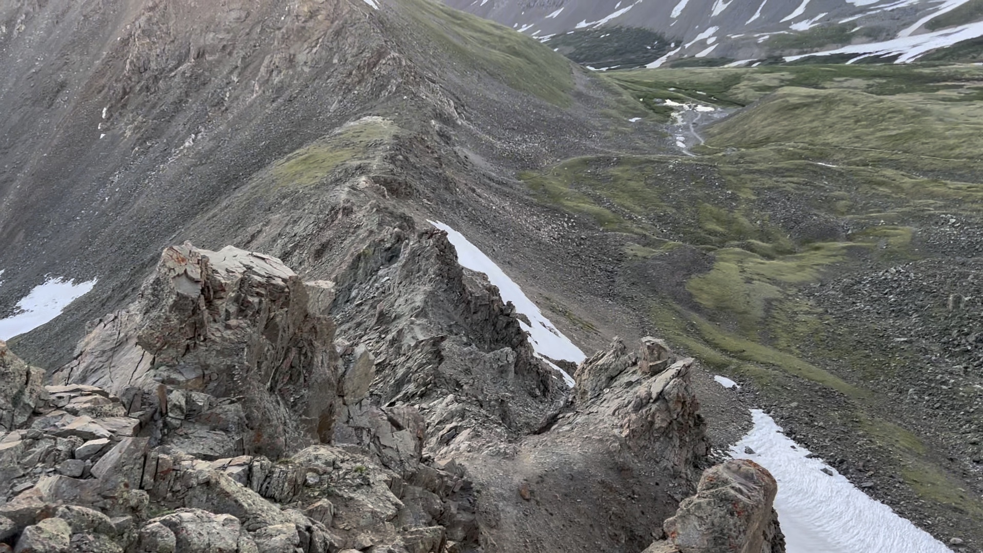 Looking down the ridge