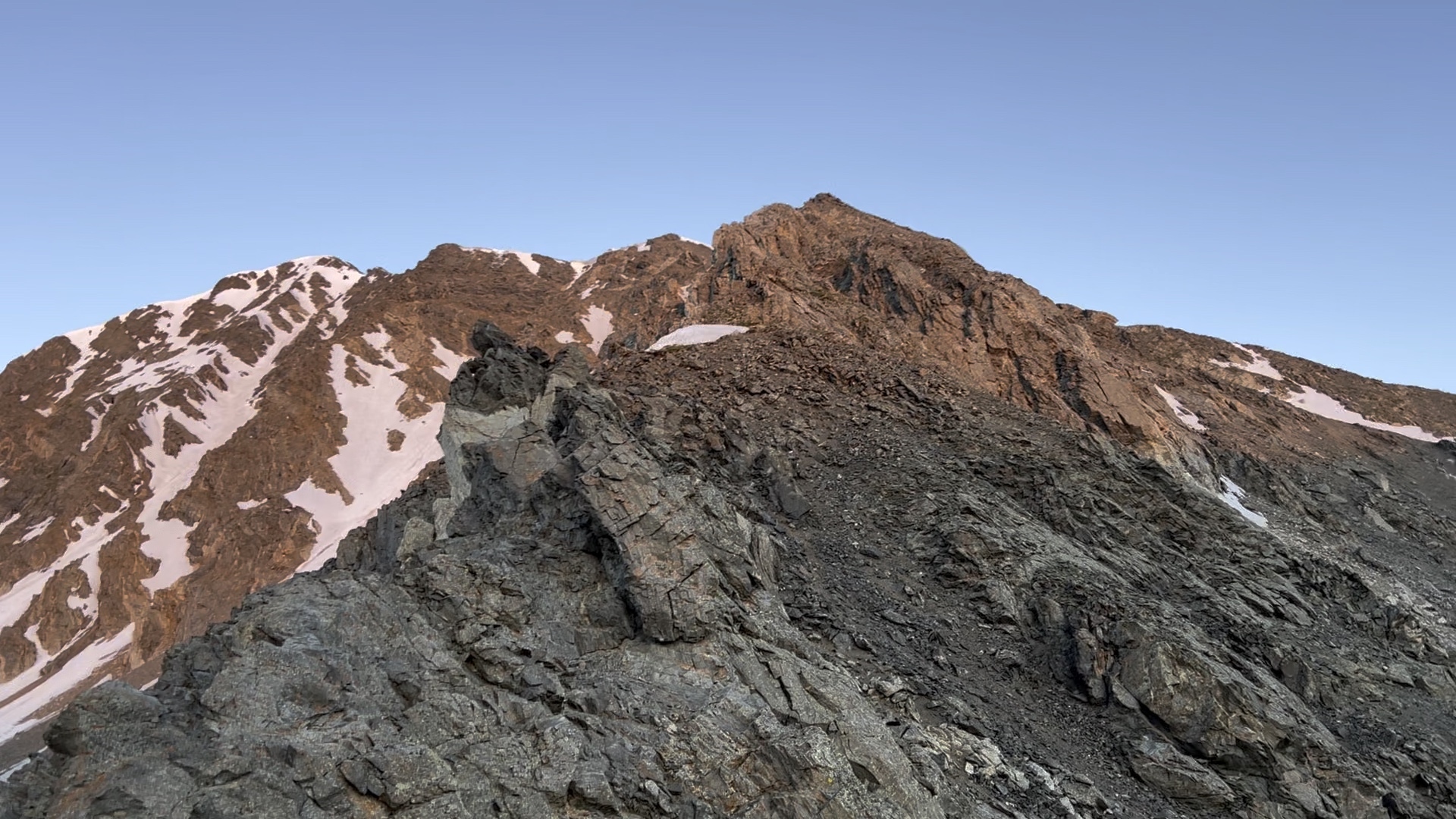 slightly up the saddle looking up the ridge